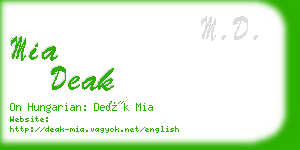 mia deak business card